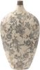 Clayre & Eef Vaas 19x10x33 cm Grijs Beige Keramiek Bloemen Decoratie online kopen