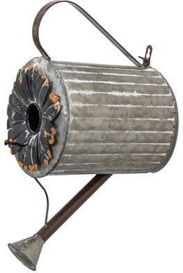 Clayre & Eef Vogelhuis Gieter 18x25x41 Cm Grijs Metaal Vogelhuisje Hangend Nestkastje Grijs Vogelhuisje Hangend