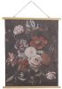 Clayre & Eef Wandkleed 80x100 Cm Zwart Roze Hout Textiel Rechthoek Bloemen Wanddoek Wandhanger Wandkaart Zwart Wanddoek online kopen