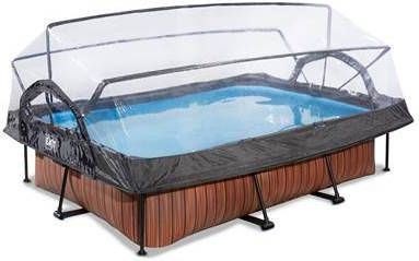 EXIT Toys Exit Wood Zwembad 300x200x65cm Met Filterpomp En Overkapping Bruin