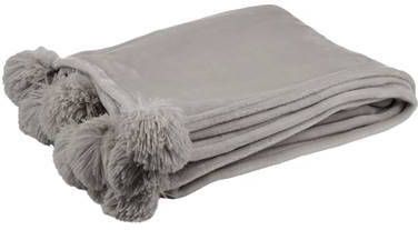 J-Line plaid pom polyester taupe 130 x 170