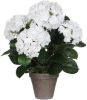 Shoppartners Witte Hydrangea/hortensia Kunstplant 45 Cm In Grijze Pot Kunstplanten/nepplanten online kopen