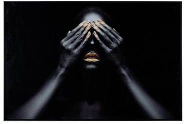 PTMD Melani Glass Art wall picture woman gold lips