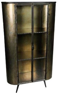 PTMD Spacer Vitrinekast 92 x 37 x 161 cm Ijzer Messing