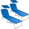 Tectake 2 Ligbedden Met Zonnedak Ligstoelen Blauw 400689 online kopen