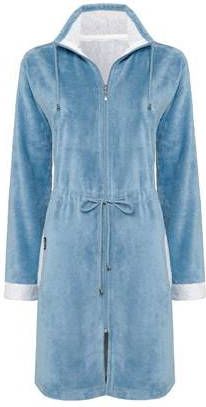 Vandyck fleece badjas Chicago met ritssluiting blauw