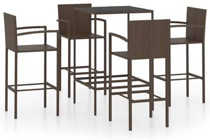 vidaXL 5 delige Tuinbarset poly rattan bruin
