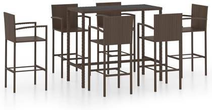 vidaXL 7 delige Tuinbarset poly rattan bruin
