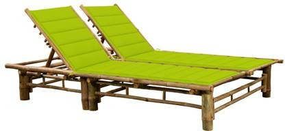 vidaXL Ligbed 2 persoons met kussens bamboe