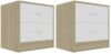 VidaXL Nachtkastjes 2 st 40x30x40 cm spaanplaat wit sonoma eikenkleur online kopen