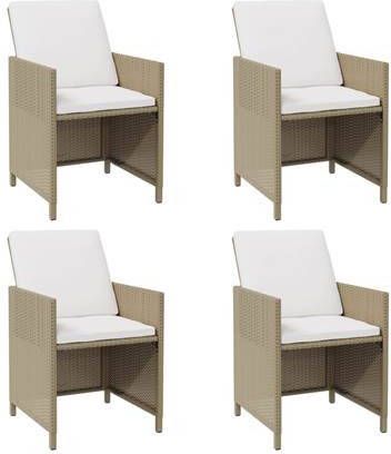 vidaXL Tuinstoelen 4 st met kussens poly rattan beige