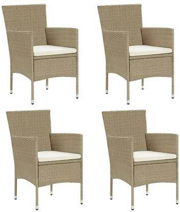 vidaXL Tuinstoelen 4 st poly rattan beige