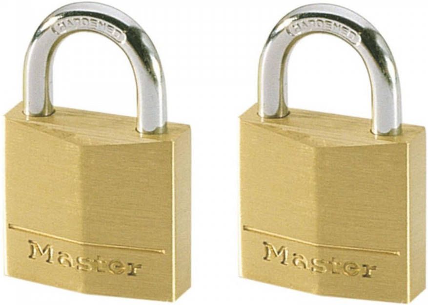 Master Lock 130EURT Hangslot 30 Mm Breed Huis Messing Set Van 2