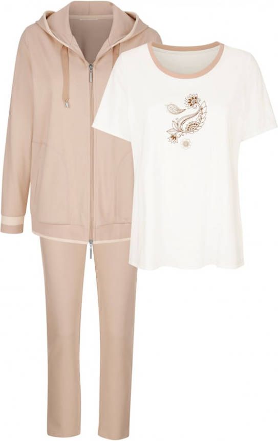 harmony 3 delig joggingpak met praktische capuchon Hazelnoot/Tan/Camel