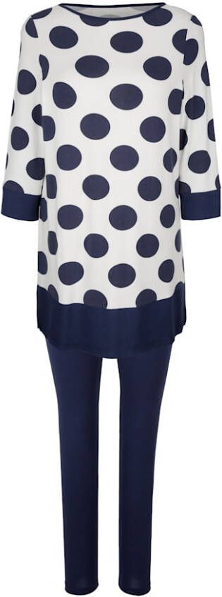 harmony Joggingpak met gestippelde inzet boven Marine/Wit