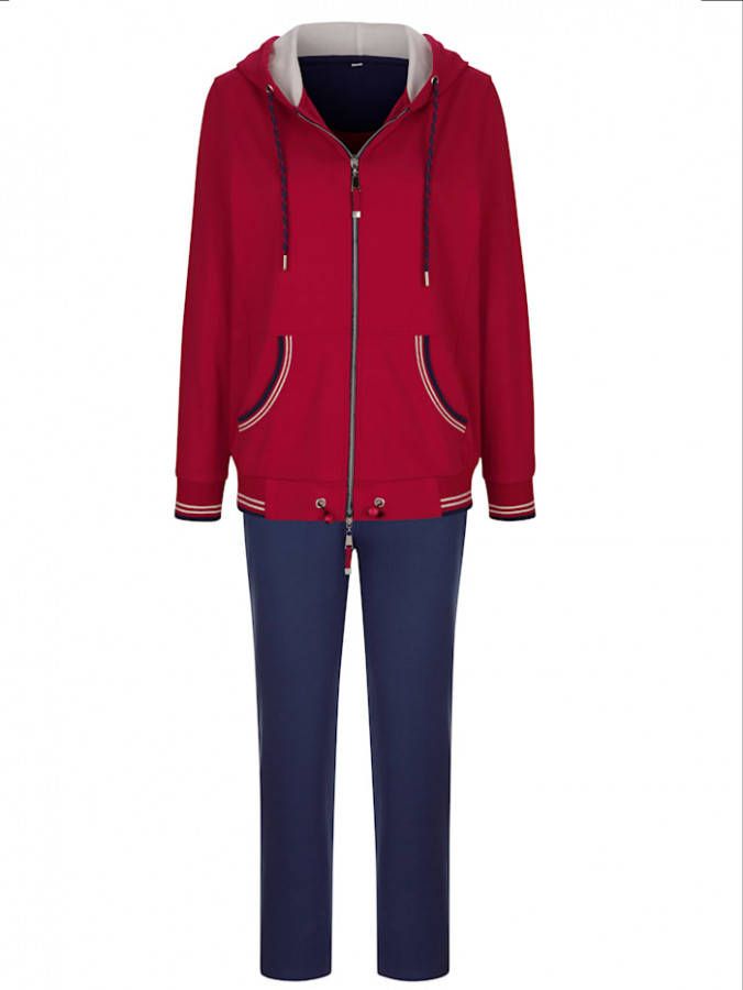 harmony Joggingpak met modieuze capuchon Rood/Marine/Wit