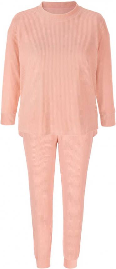 TruYou Huispak van comfortabel structuurvelours Roze