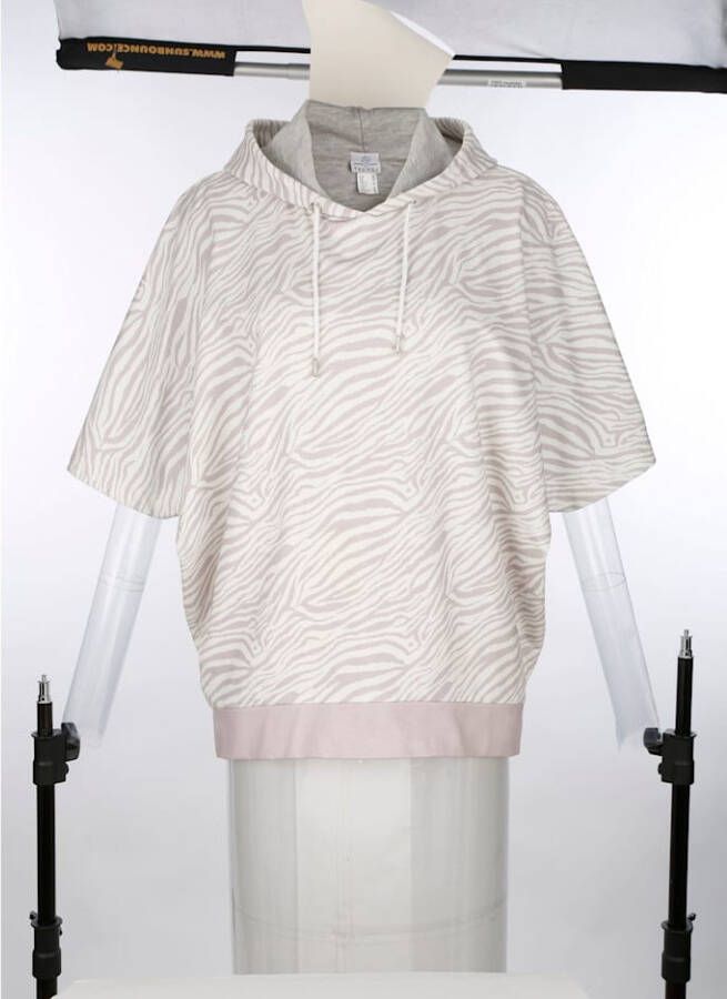 TruYou Joggingpak met contrastkleurige inzetten aan de tailleband en zoomboorden Lila/Ecru/Grijs gemêleerd