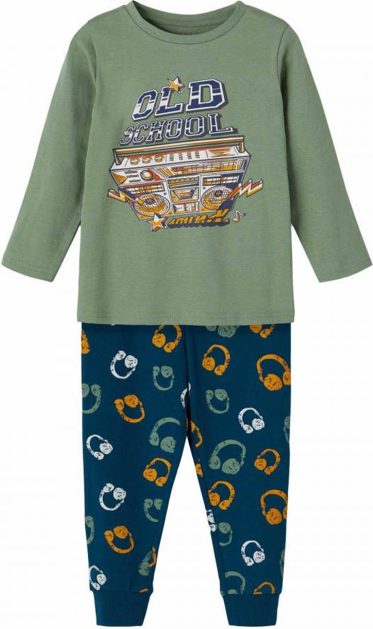 NAME IT KIDS pyjama NKMNIGHTSET met all over print groen/blauw