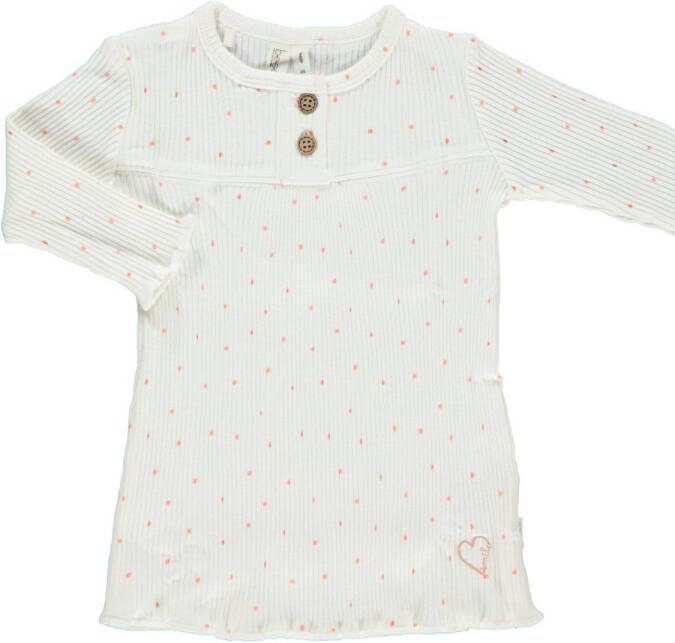 B*E*S*S B.E.S.S baby jurk met stippen ecru/lichtroze