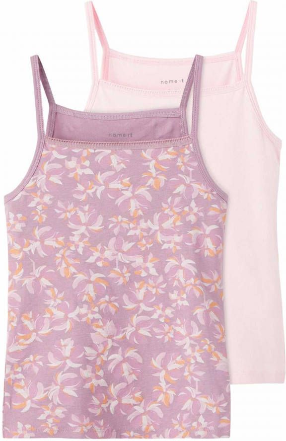 name it ! Meisjes 2 Pack Hemd -- Diverse Kleuren Katoen/elasthan