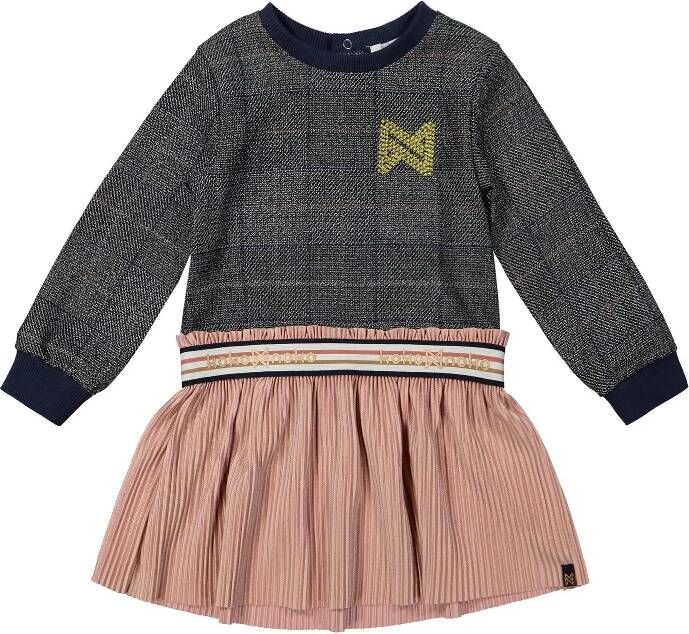 Koko Noko geruite jurk grijs/lichtroze