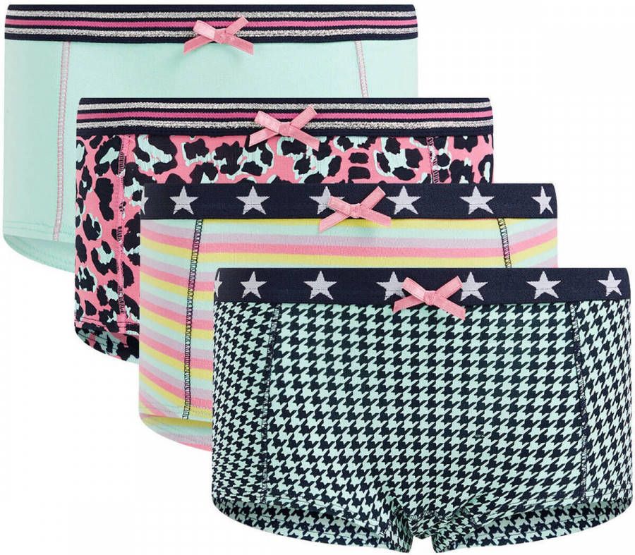 WE Fashion short set van 4 mintgroen/geel/roze
