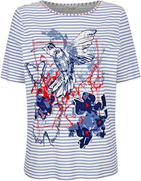 Barbara Lebek Shirt met contrastnaden Wit/Blauw/Rood