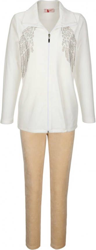 Blue Moon Huispak met strassteentjesmotief Ecru/Camel