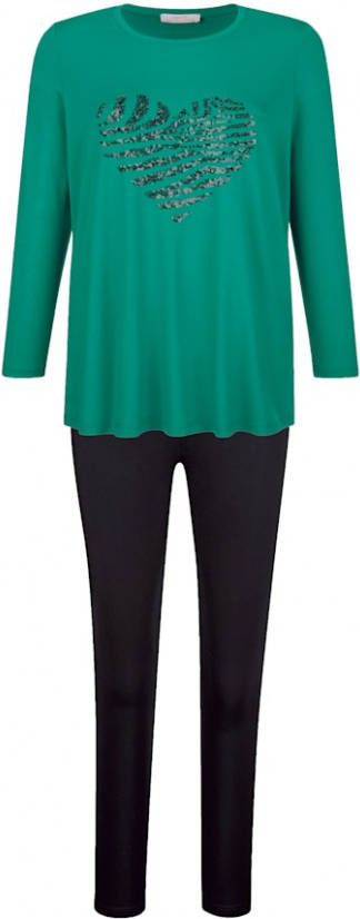 Blue Moon Huispak met leuke paillettenapplicatie Smaragdgroen/Zwart