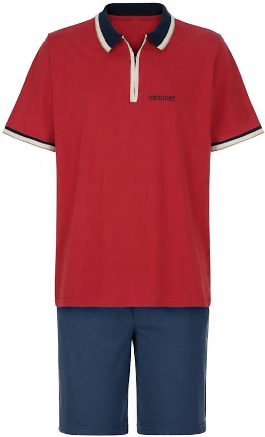 G Gregory 2 delig joggingpak met modieus poloshirt Rood/Marine