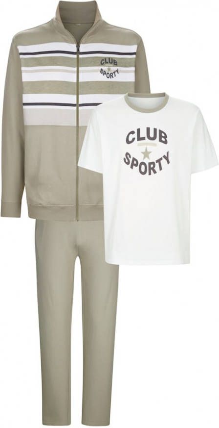 G Gregory 3 delig joggingpak met modieus dessin Beige/Wit/Antraciet