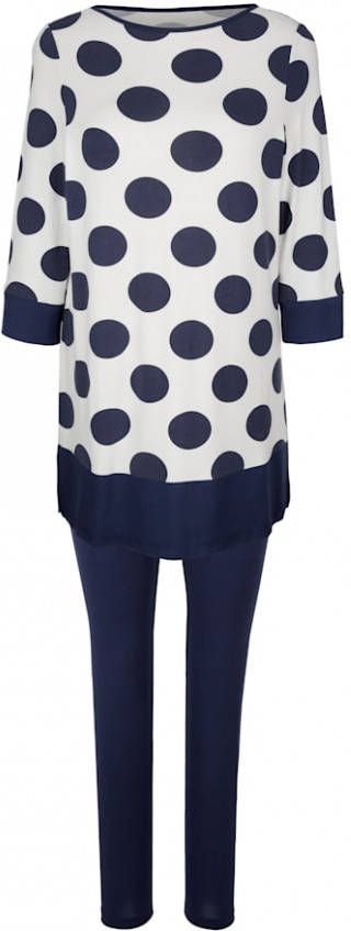 harmony Joggingpak met gestippelde inzet boven Marine/Wit