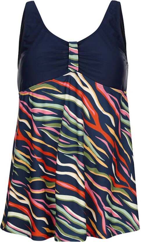 maritim Tankini met effen stof bij de buste Marine/Groen/Oranje