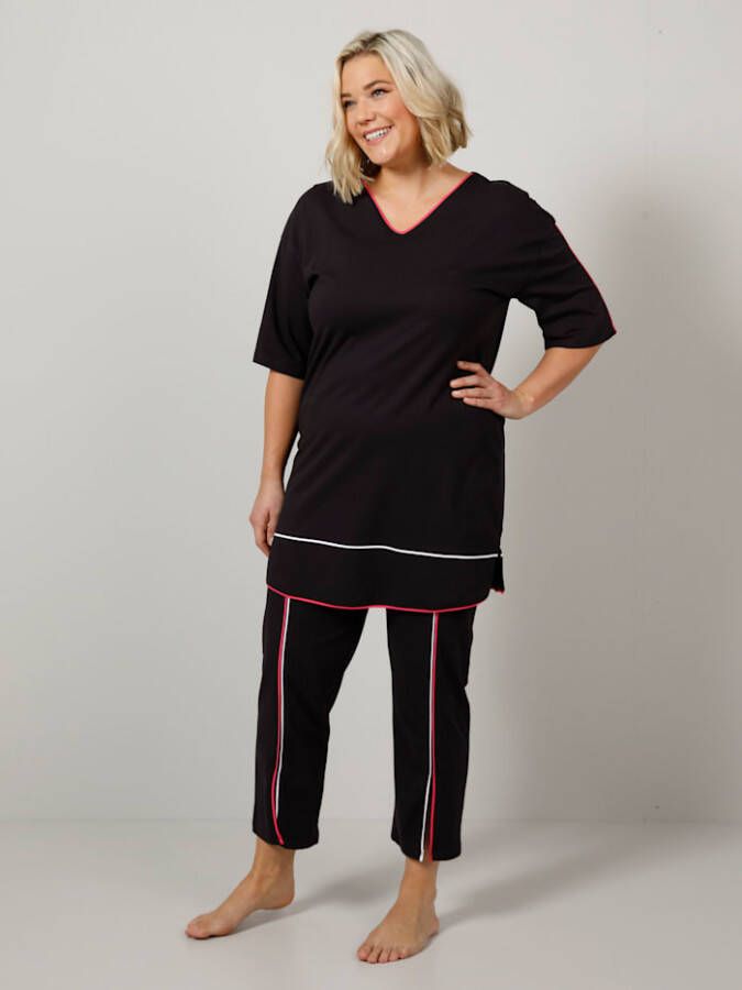 TruYou Huispak met contrastkleurige biesjes Zwart/Pink