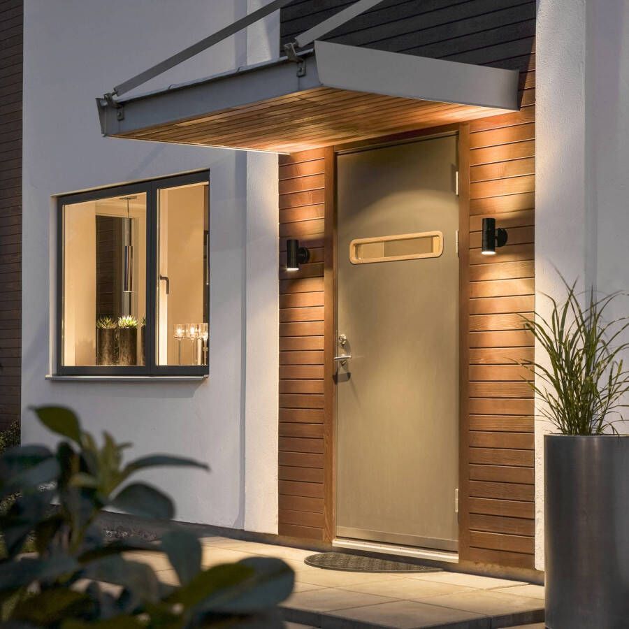 Konstsmide Buitenlamp 'Modena' Wandlamp, twinspot, GU10 / 230V, kleur Zwart