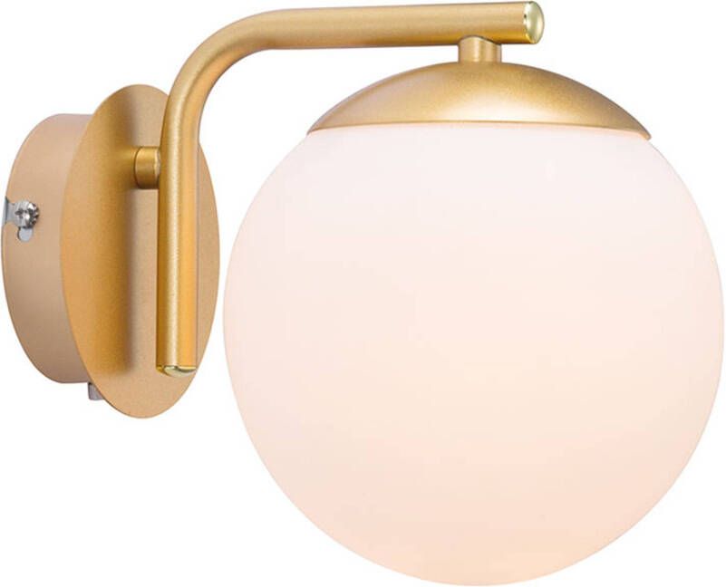 LichtXpert Nordlux Grant Wand Metaal, Glas Messing, Opaal Wit