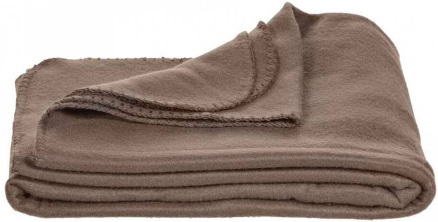 Leen Bakker Fleeceplaid Basic bruin 125x150 cm