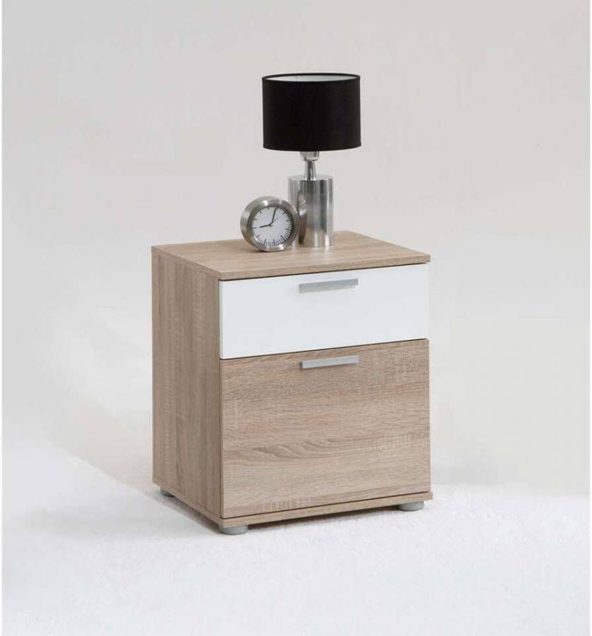 Leen Bakker Nachtkastje Jack 2 lades eikenkleur/wit