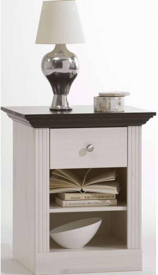 Leen Bakker Nachtkastje Monaco 1 lade white wash/donker