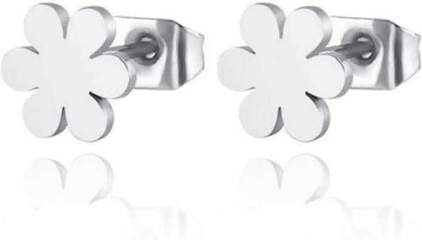 Cilla Jewels oorknoppen Edelstaal Bloem Zilverkleurig