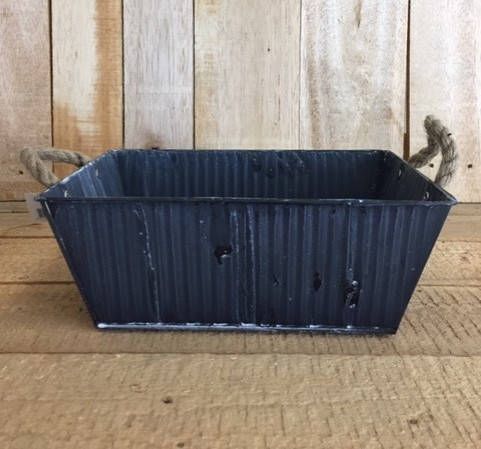 Massamarkt Zinken Mand Met Jute Hengsels Zwart 30x21x11cm