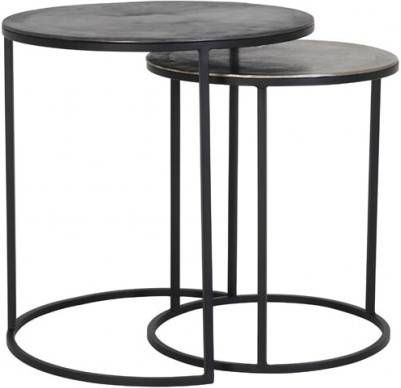 Light & Living Bijzettafel 'Talca' Set van 2 stuks, 40/49cm, kleur Antiek Lood