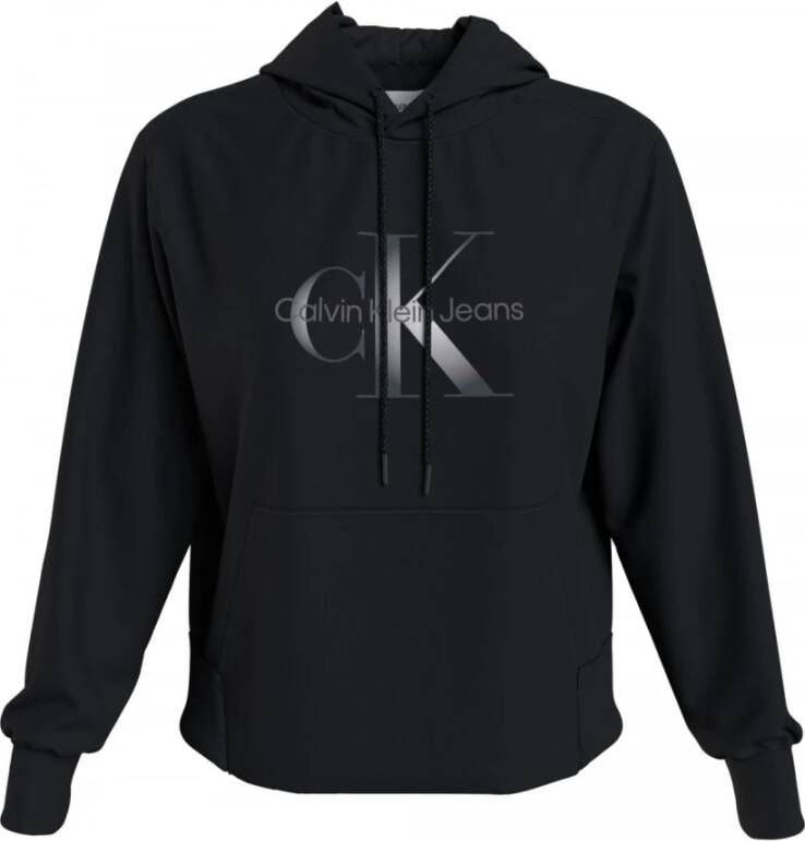 Calvin Klein Hoodie GUNMETAL MONOGRAM HOODIE met metallickleurig ck logo monogram & opschrift