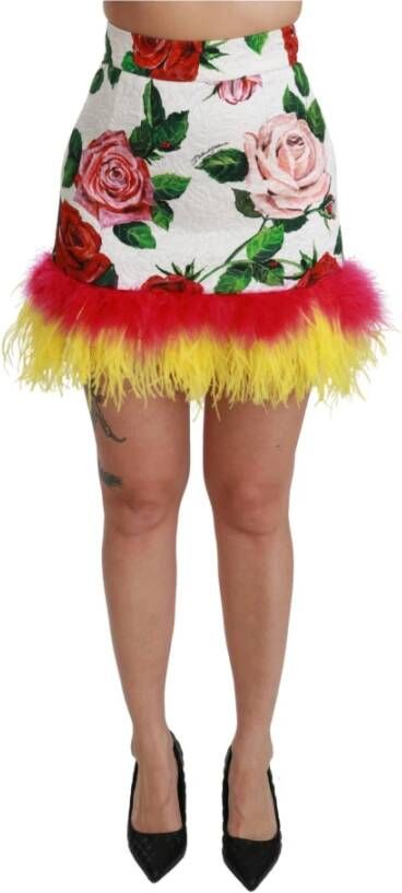 Multicolor Roses Floral Brocade High Mini Skirt Dolce & Gabbana Pre owned, Geel, Dames
