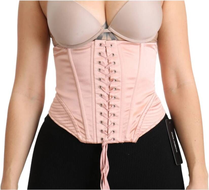 Dolce & Gabbana Silk Corset riem stretch taille band , Roze, Dames