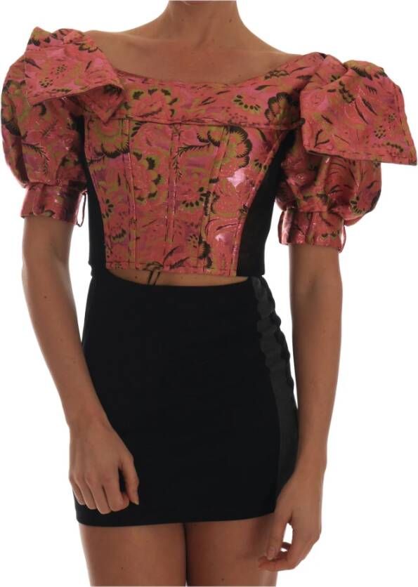 Dolce & Gabbana Brocade met pieepjes bijgesneden , Roze, Dames