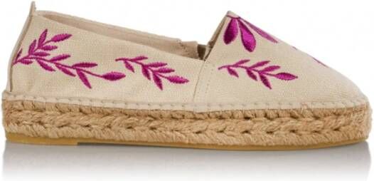 Dwrs Ibiza canvas Loafers | Off white/Pink , Roze, Dames