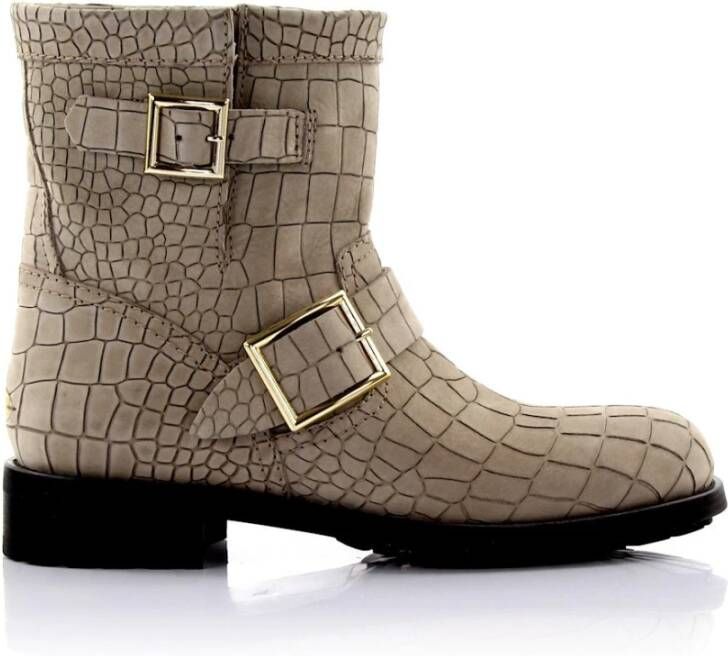Jimmy Choo Biker Ankle Boots Suede , Grijs, Dames