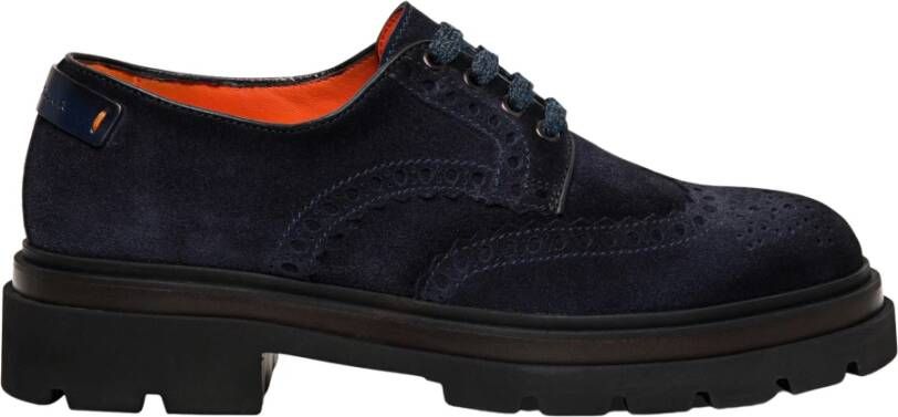 Santoni Suede derby brogue schoenen , Blauw, Heren